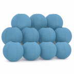 144 Pieces Blue Paper Wire Lanterns, 25 cm, 11-Pack, Round Hanging Decoration