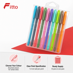 120 Pieces Ball Pens, 1.0 mm, Assorted Colours, 10-Pack