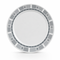 144 Pieces Dinner Plate, 6 Inch, Grey Round Plate With Geometric Border