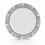 144 Pieces Dinner Plate, 6 Inch, Grey Round Plate With Geometric Border