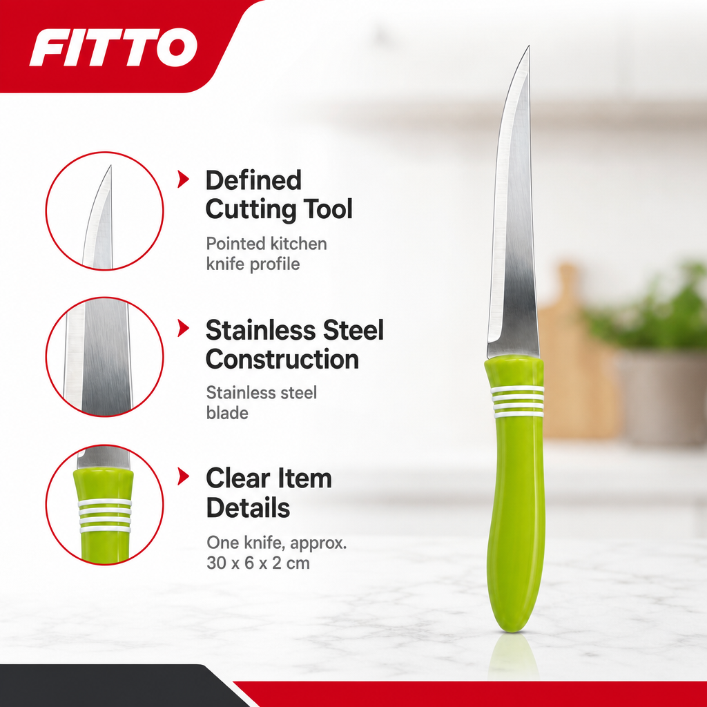 96 Pieces Stainless Steel Kitchen Knives with Green Handle, 30 cm
