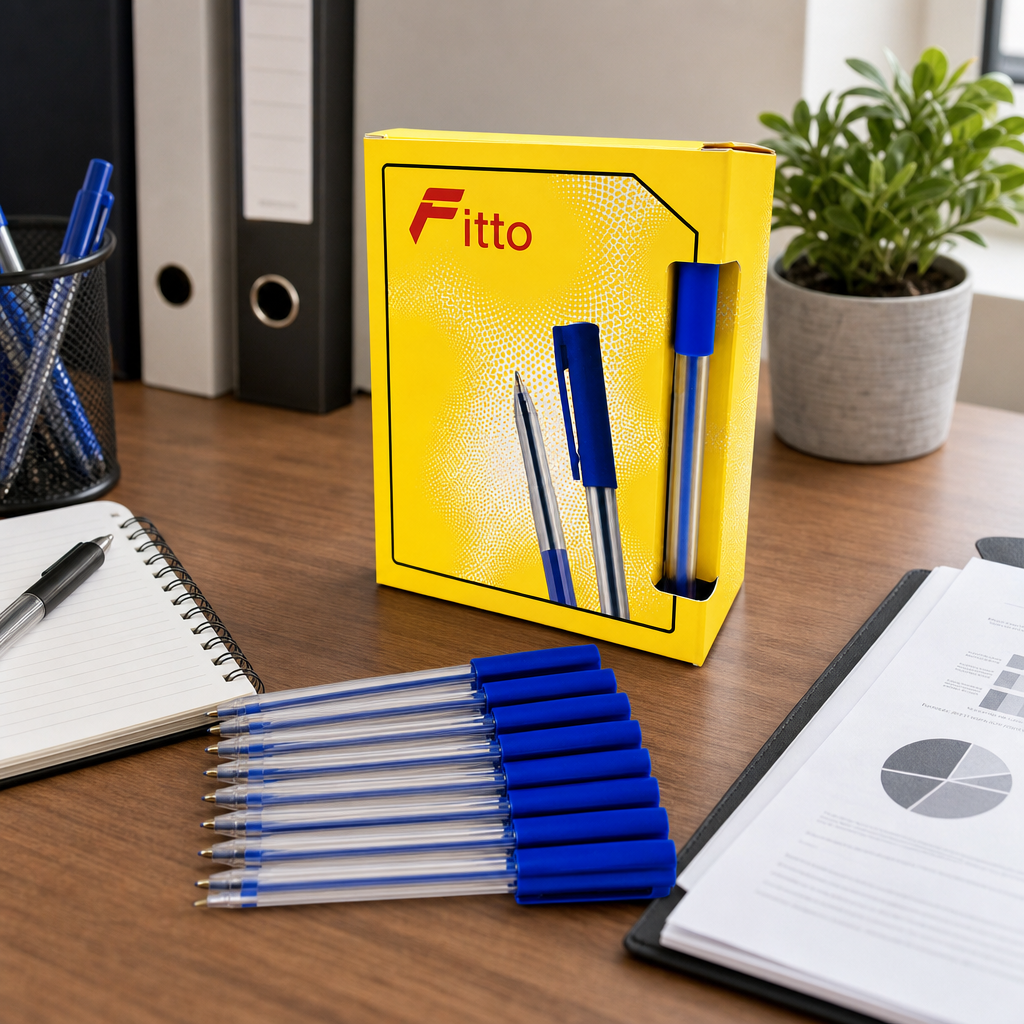 72 Pieces Ball Pens, Blue Ink, 50 Pack for Office, School and Desk Writing