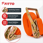 72 Pieces Ratchet Tie-Down Cargo Strap with Metal Ratchet, 5 cm x 5 m, Orange and Blue, 1 Set