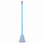 96 Pieces Cotton Mop with Painted Iron Handle, 120 cm, Blue