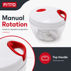 96 Pieces Manual Spin Cutter, Rotating Food Preparation Tools, White and Red, 1 Piece
