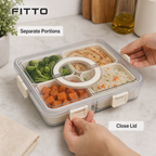 96 Pieces Clear 4-Compartment Food Storage Box with Locking Lid, 29 × 22 × 6.8 cm