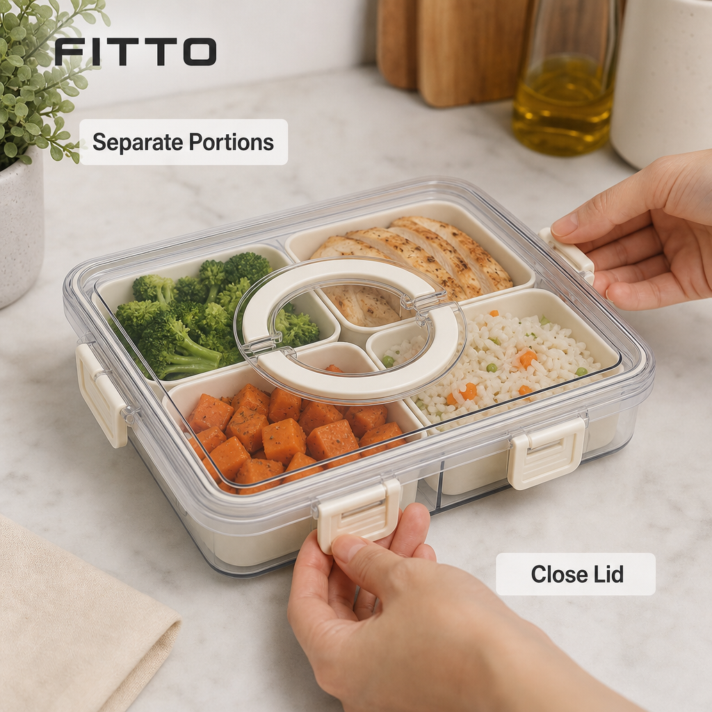 96 Pieces Clear 4-Compartment Food Storage Box with Locking Lid, 29 × 22 × 6.8 cm