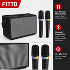 48 Pieces Portable Bluetooth Karaoke Speaker with Two Wireless Microphones, Black