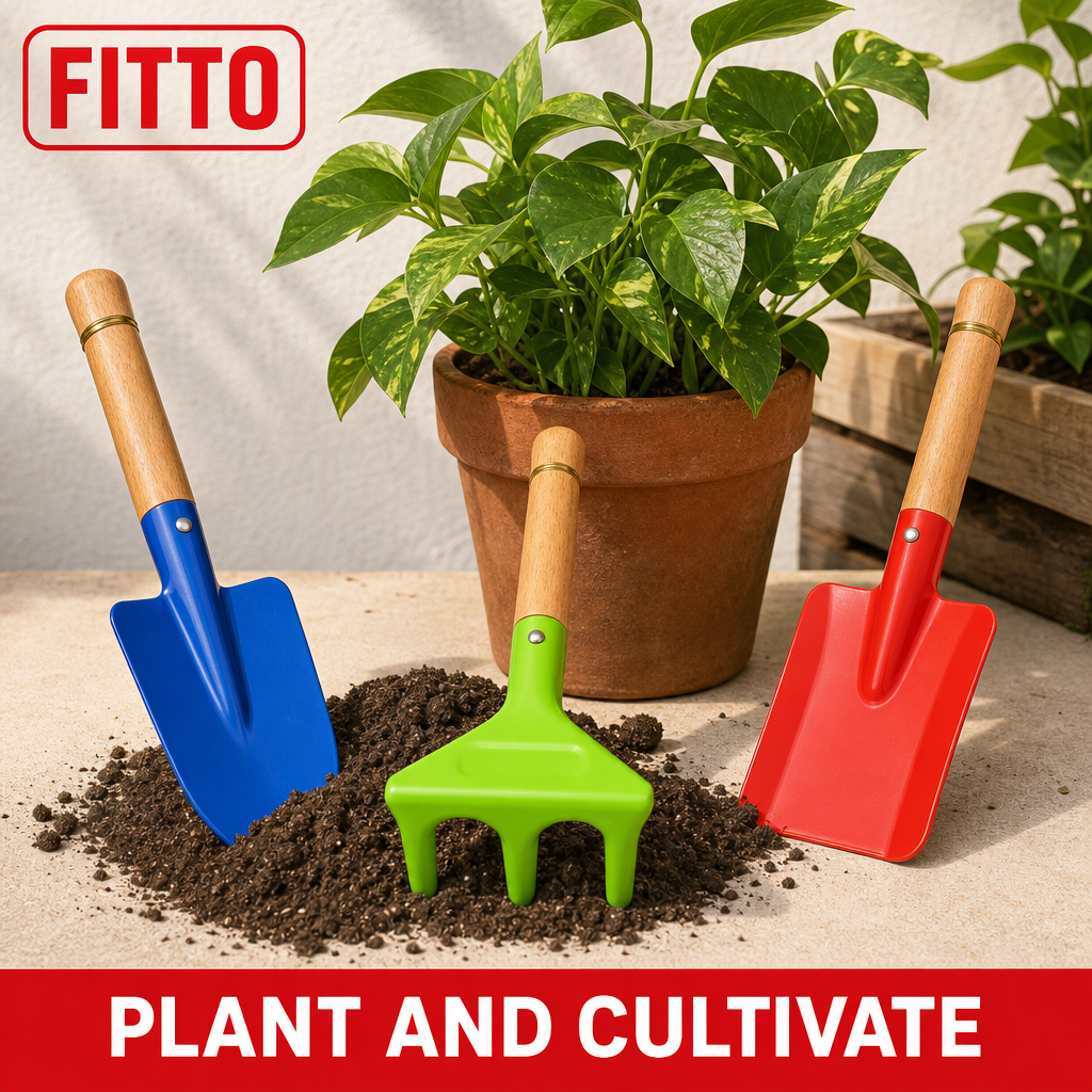 120 Pieces Garden Hand Tools Set, 3 Pieces with Wooden Handles, Red Green and Blue Cultivating Tools