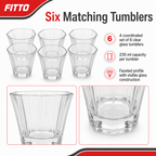 96 Pieces Glass Tumbler Set, 230 ml Clear Drinking Glasses, 6 Pieces
