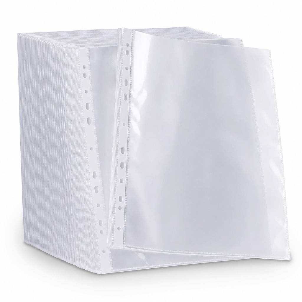 96 Pieces Clear A4 Sheet Protectors, 100 GSM, 11-Hole Punched, 100 Sheets for Filing and Presentations