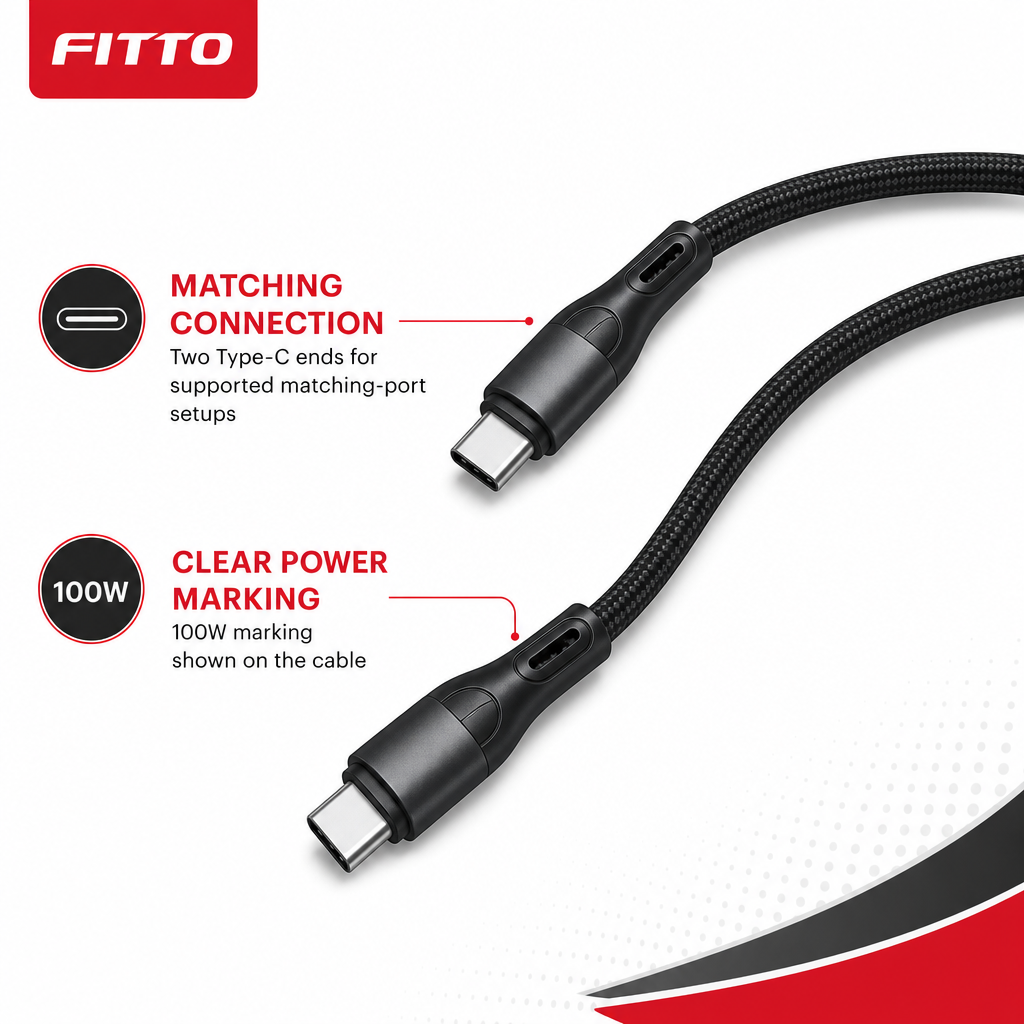 120 Pieces Type-C to Type-C Fast Charging Cable, 100W