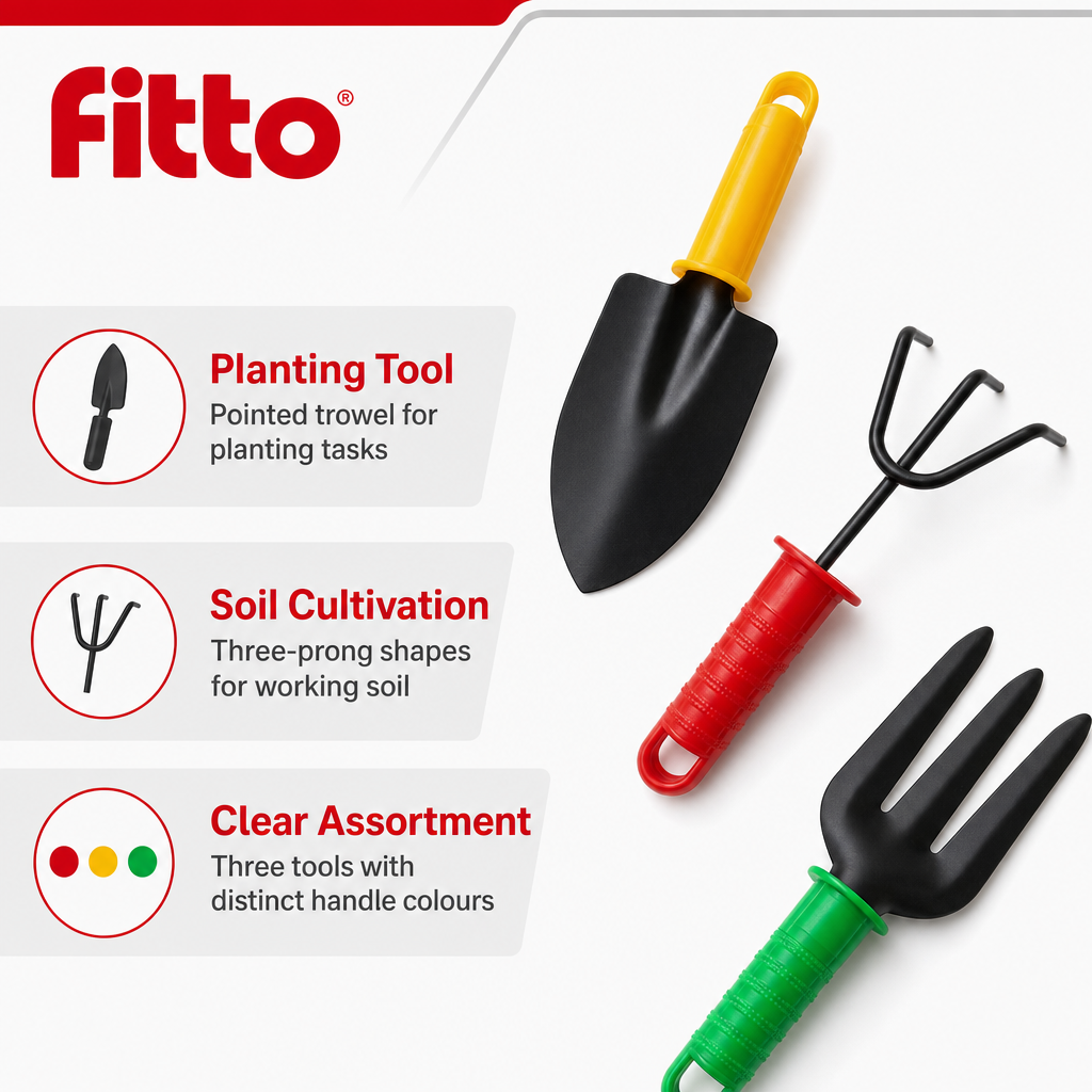 120 Pieces Garden Hand Tools Set, 3-Piece Assorted Colour Cultivating Tools with Plastic Handles