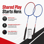 96 Pieces Badminton Racket Pair with Shuttlecock, Red and Blue Two-Player Set