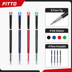 72 Pieces Gel Pens 0.7mm Assorted Colours 4-Pack for School, Office and Everyday Writing