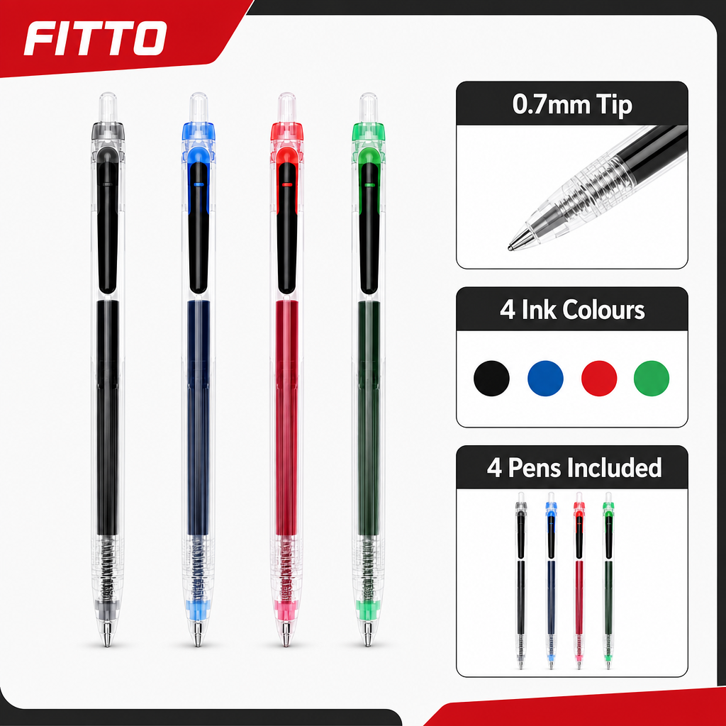 72 Pieces Gel Pens 0.7mm Assorted Colours 4-Pack for School, Office and Everyday Writing