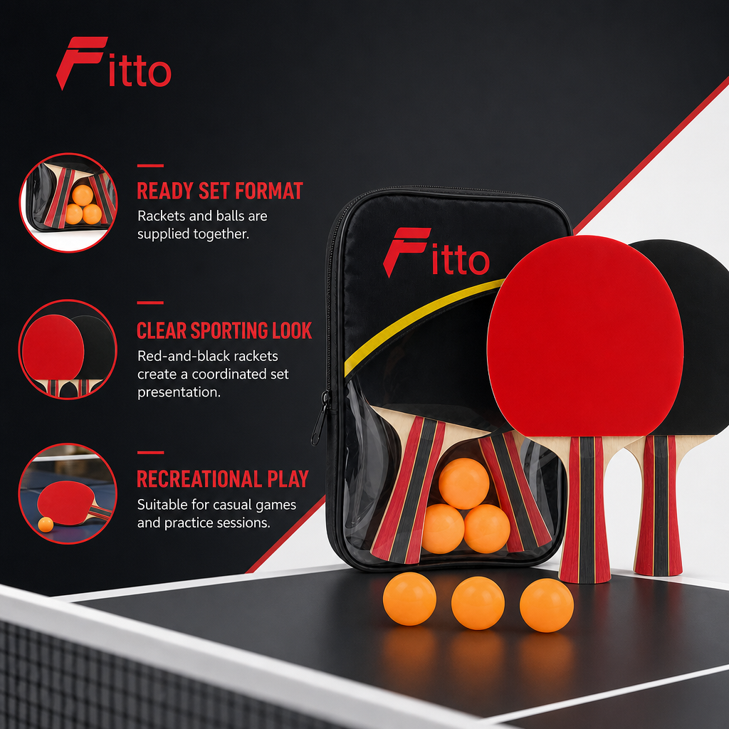 96 Pieces Table Tennis Racket Set with Balls, Red and Black