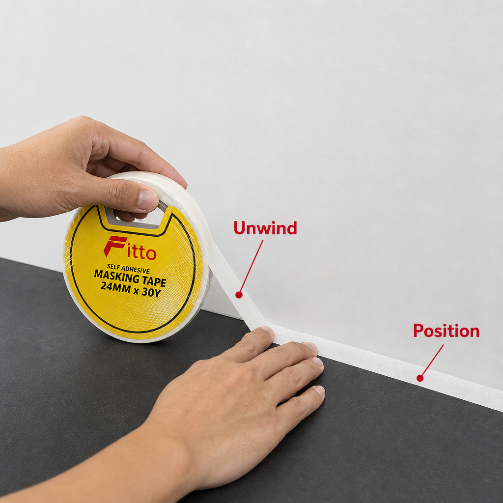 240 Pieces Self-Adhesive Masking Tape, White, 24 mm x 30 yd, 1 Roll