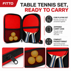 96 Pieces Table Tennis Racket Set with Balls, Red, Portable Carry Case