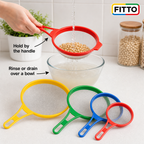 96 Pieces Kitchen Strainers Set, Fine Mesh with Plastic Handles, 5 Pieces, Multicolor