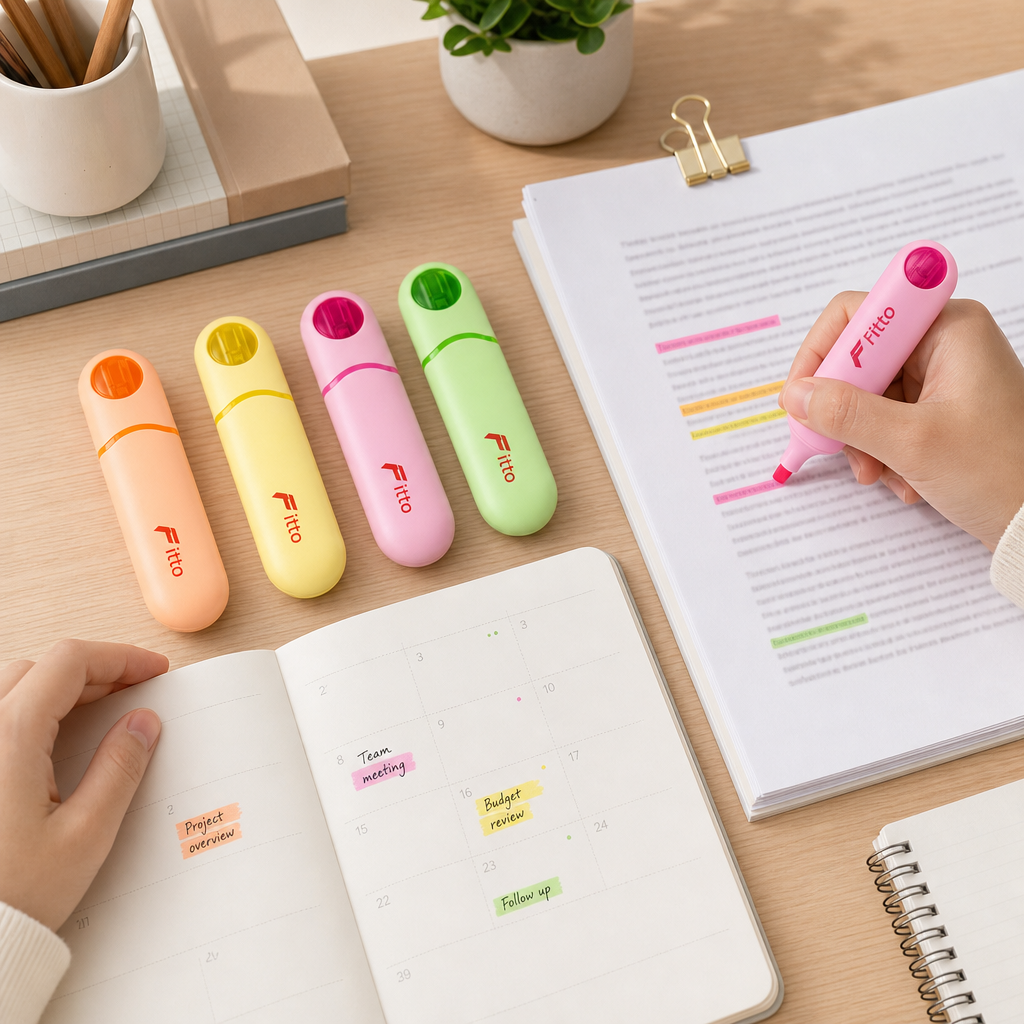 96 Pieces Astronaut Highlighter Markers, Neon Orange Yellow Pink Green, 4-Pack