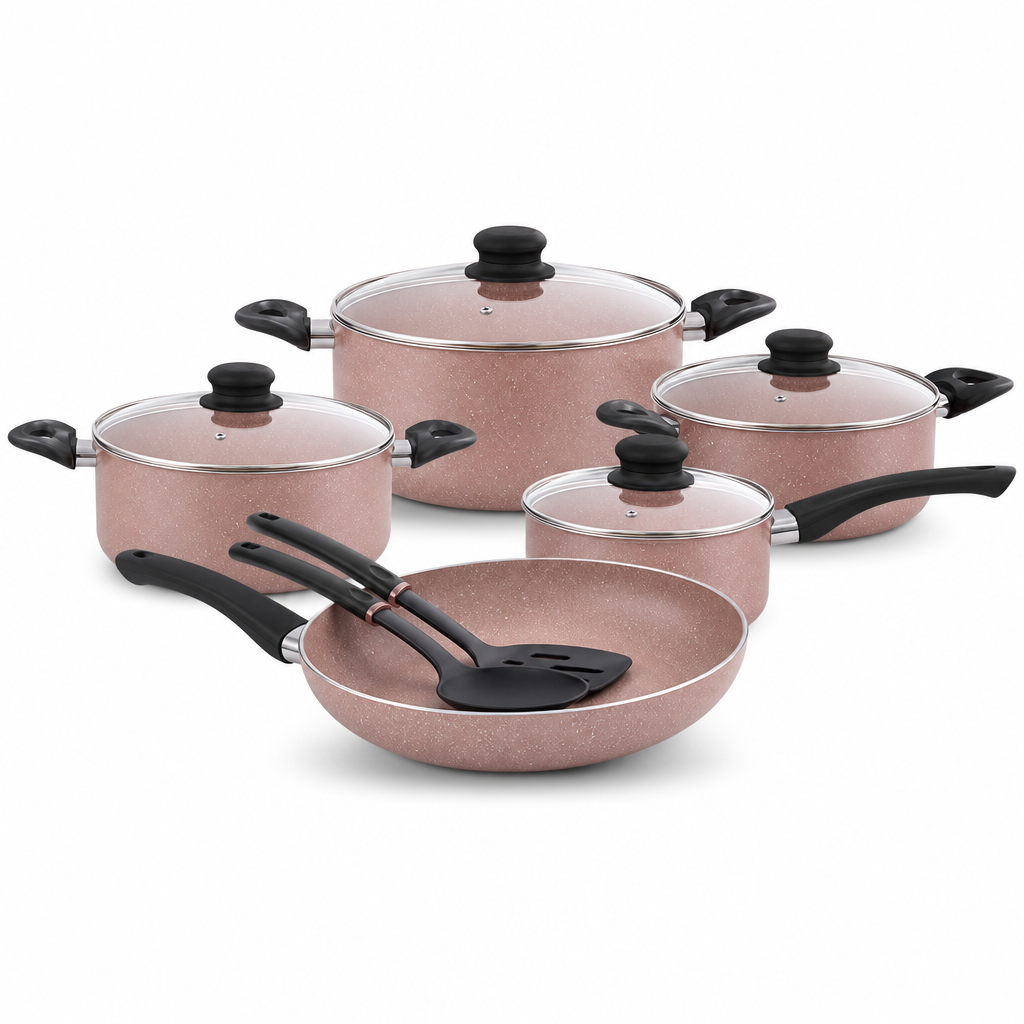 48 Pieces 11-Piece Non-Stick Cookwares Set, Almondine Pots and Pans for Everyday Cooking