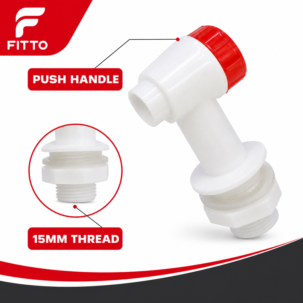 240 Pieces Water Dispenser Replacement Plastic Push Handle Tap, 15mm Thread, White and Red, 1 Piece