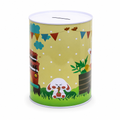 120 Pieces Round Metal Coin Box, Animal Cartoon Design with Coin Slot, 13.5 × 17.5 cm