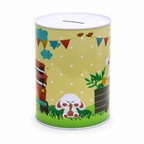 120 Pieces Round Metal Coin Box, Animal Cartoon Design with Coin Slot, 13.5 × 17.5 cm