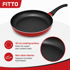 60 Pieces Red 32 cm Aluminium Non-Stick Frying Pan with Black Handle