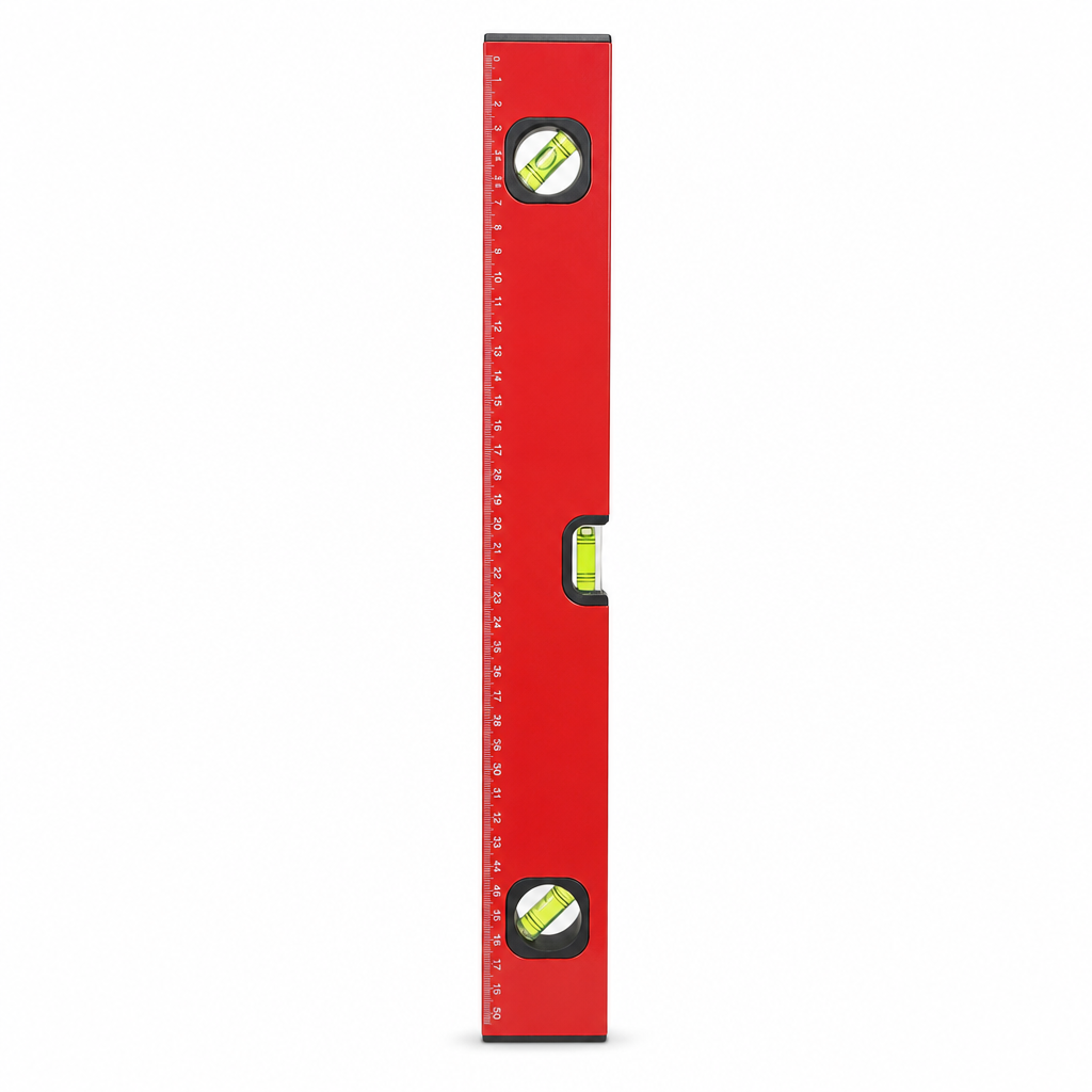 96 Pieces 50 cm Red Aluminum Spirit Level with 3 Vials and Integrated Measuring Scale