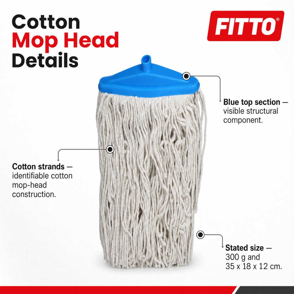 96 Pieces Cotton Mop Head, 300 g, Blue and White, 35 x 18 x 12 cm