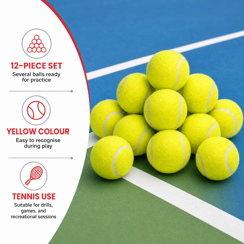 72 Pieces Tennis Balls, Yellow, 12 Pieces for Tennis Practice and Play