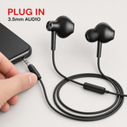 240 Pieces Wired Earphoneses, 3.5mm Stereo In-Ear Headphones with Cord, CH-915, Black, 1 Piece