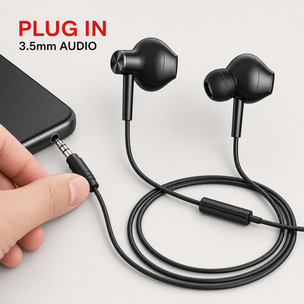 240 Pieces Wired Earphoneses, 3.5mm Stereo In-Ear Headphones with Cord, CH-915, Black, 1 Piece