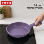 72 Pieces Granite-Coated Fry Pan 24 cm, Purple Round Skillet for Everyday Cooking