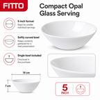 144 Pieces Opal Glass Bowl, 5 Inch, Single Serving Bowl for Snacks, Desserts and Tablewares