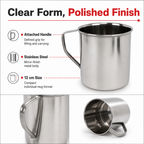 96 Pieces Stainless Steel Water Mug with Handle, 12 cm, Mirror Finish