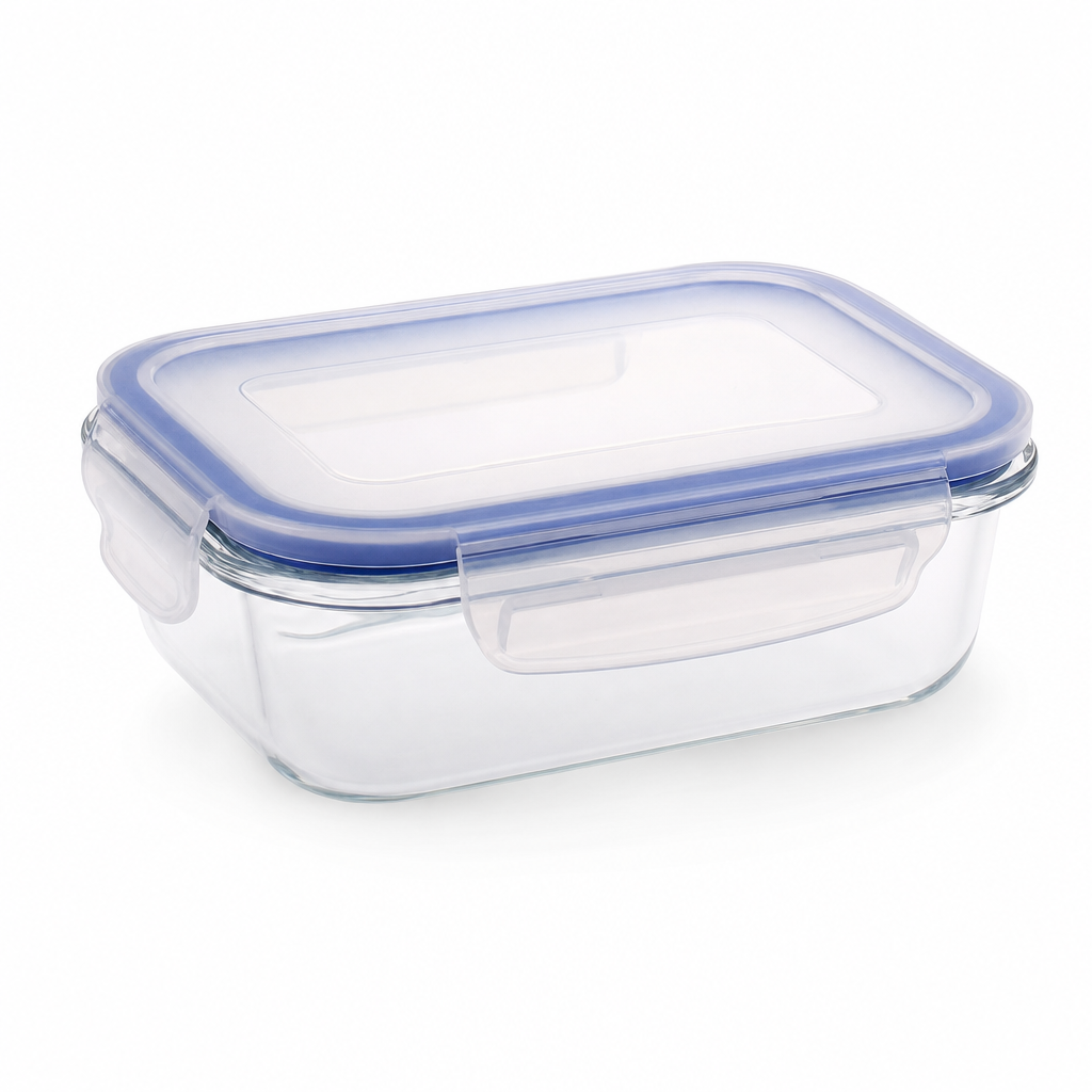 96 Pieces Rectangular Borosilicate Glass Food Container with PP Lid, 1040 ml