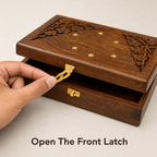 96 Pieces Carved Wooden Keepsake Box with Brass Latch, 7 x 5 Inch