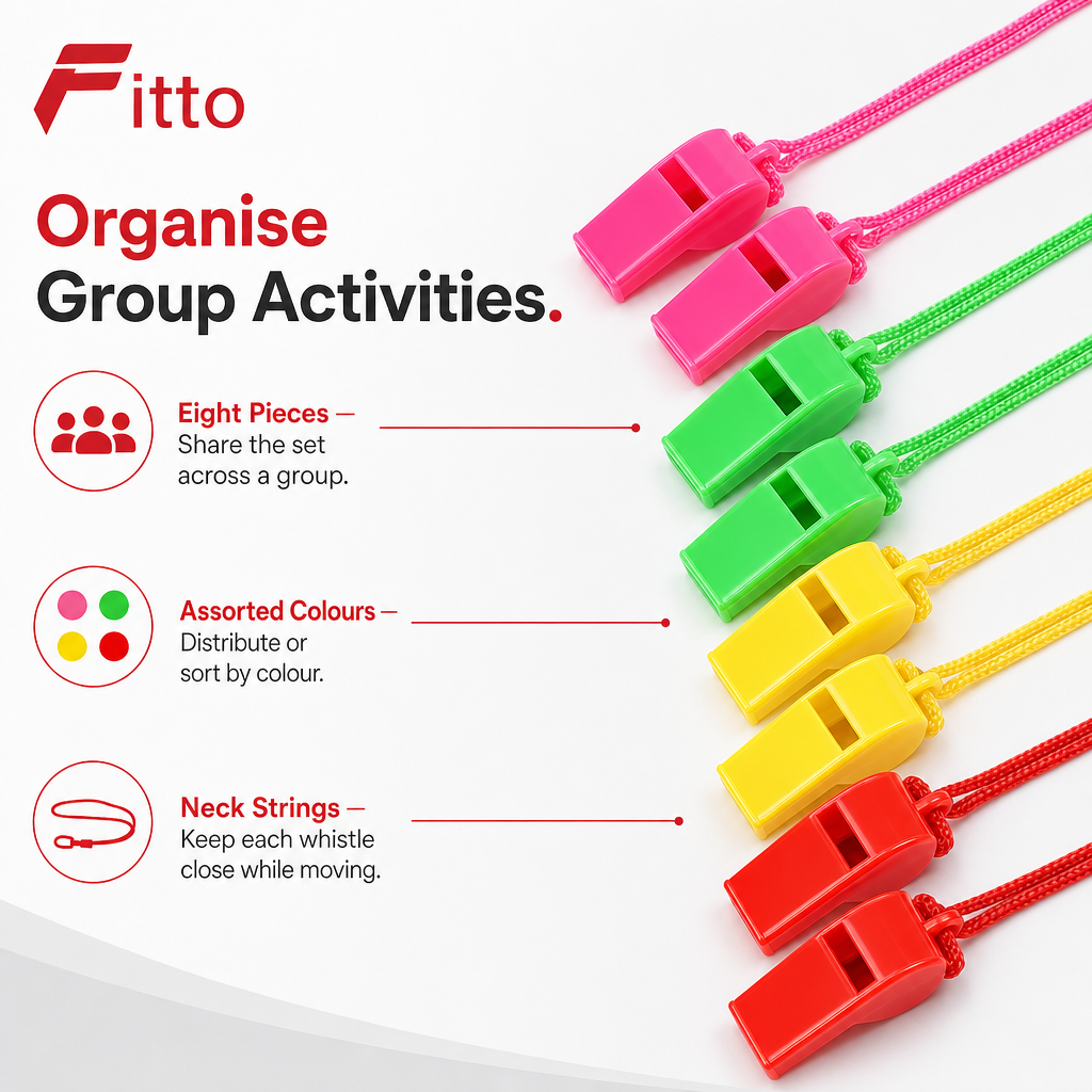 240 Pieces Plastic Whistles with Neck Strings, Assorted Colours, 8 Pieces
