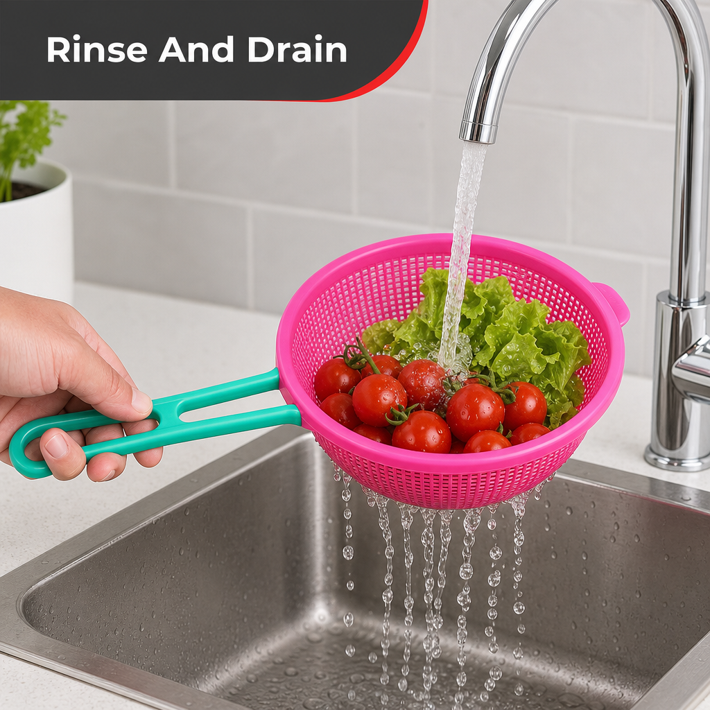 120 Pieces Plastic Mesh Food Strainer with Handle, Rinsing and Draining Basket, 35 x 18 cm, 1 Piece