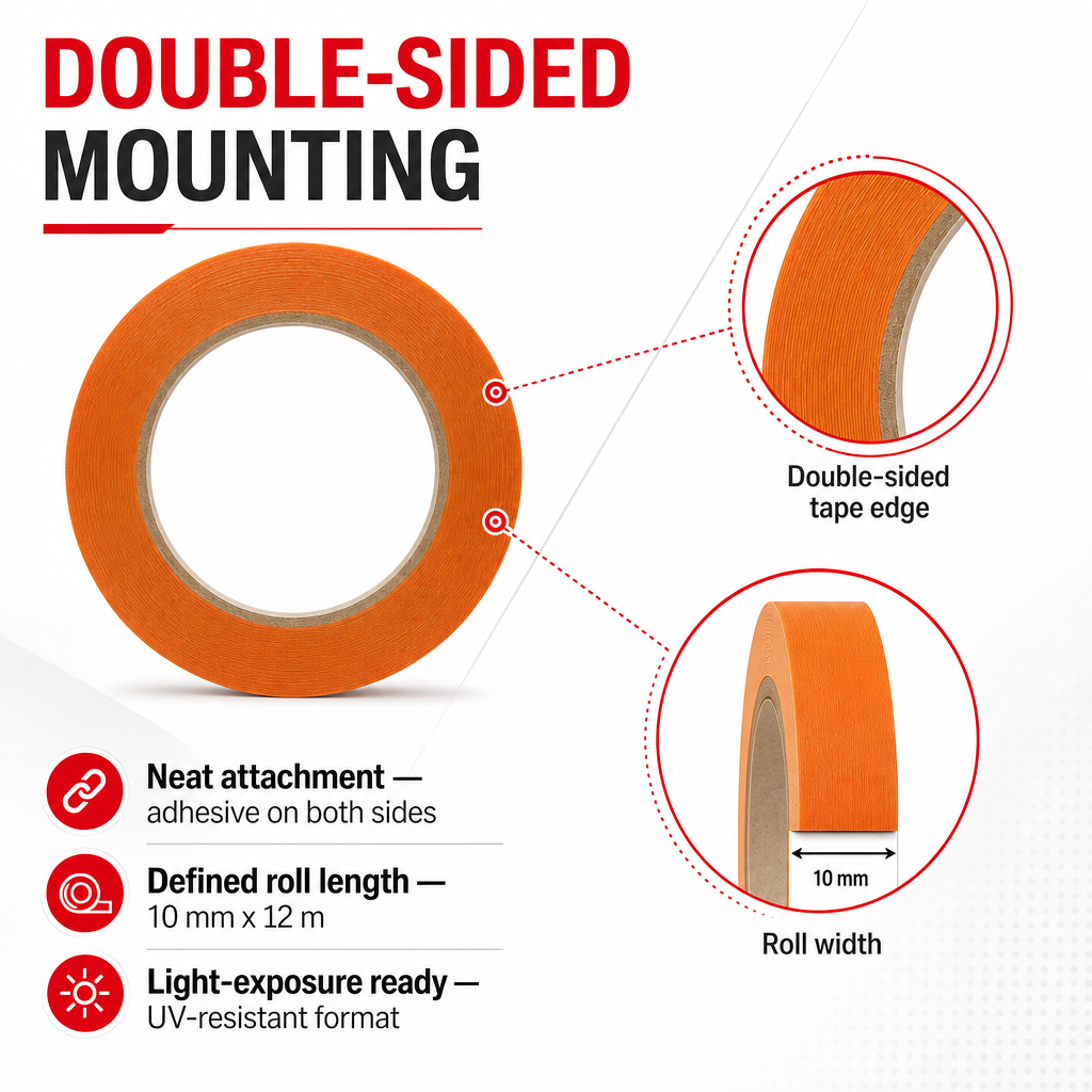 120 Pieces Double-Sided Mounting Tape, Heavy Duty UV Resistant Adhesive Roll, 10 mm x 12 m