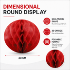 240 Pieces Red Paper Honeycomb Ball Decoration, 30 cm, Foldable Party Display, 1 Piece