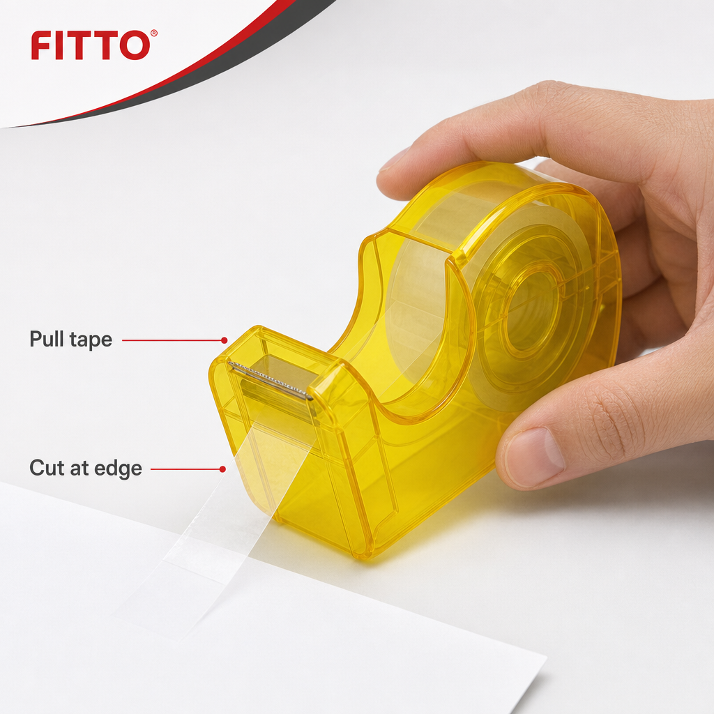 144 Pieces Self Adhesive Crystal Clear Tape with Dispenser, 4 Sets