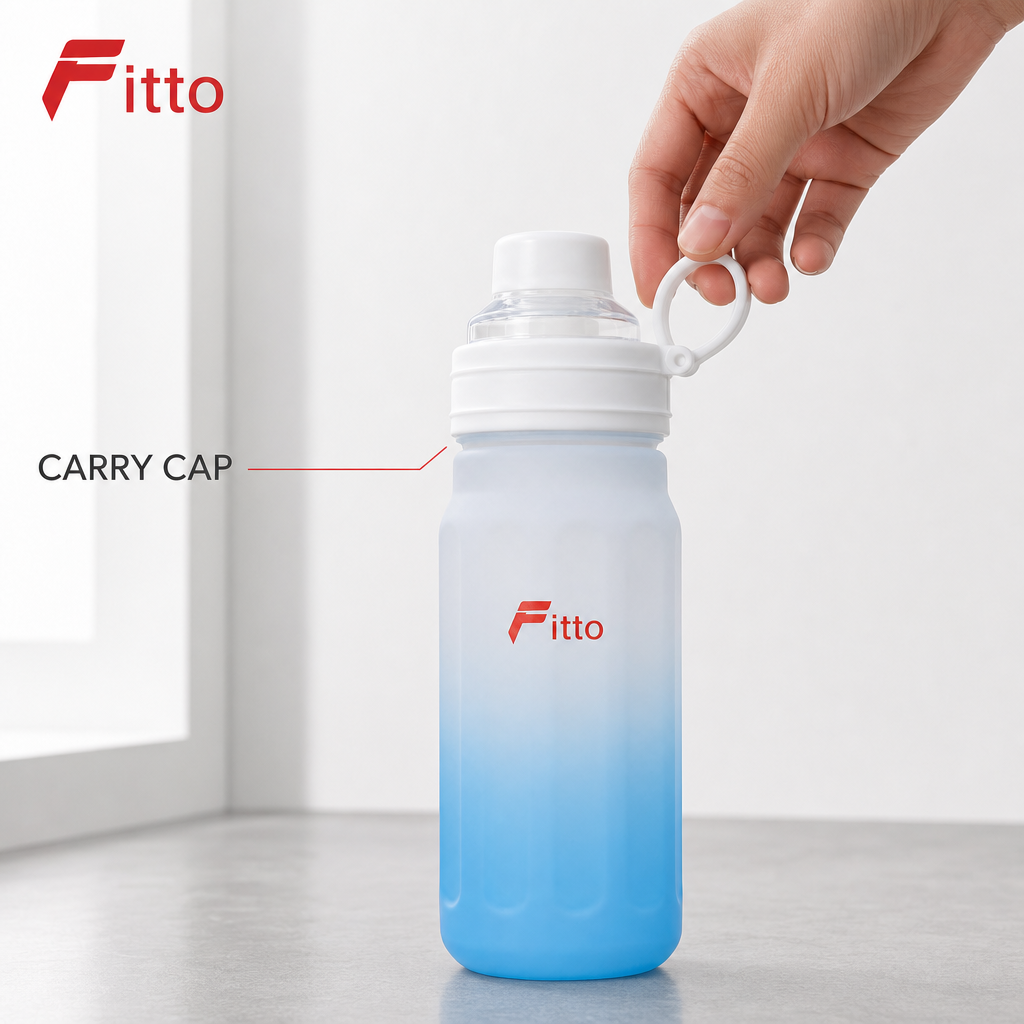 96 Pieces Blue Transparent Sports Water Bottles with Carry Cap, 500 ml, 1 Piece