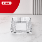 240 Pieces Clear Square Glass Ashtrays with Ridged Edge, 16 cm