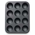 96 Pieces 12-Cup Cake Mold Carbon Steel Non-Stick Baking Pan Black 35 × 26 cm