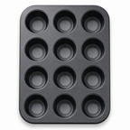 96 Pieces 12-Cup Cake Mold Carbon Steel Non-Stick Baking Pan Black 35 × 26 cm