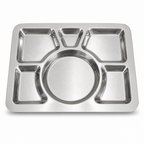96 Pieces Stainless Steel Compartment Thali Dinner Plate, Silver, 34 x 34 x 3 cm, 1 Piece